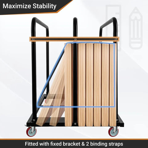 Heavy Duty Steel Panel Cart For Drywall And Lumber, 1800 Lbs Capacity With 5 Inch PU Swivel Wheels loaded with wooden panels