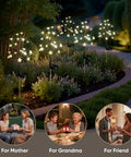 Pink Solar Flower Lights 48 LED Outdoor Garden Stakes 4 Pack IP65 Waterproof Decor for Pathway Yard Lawn Patio Walkway and Borders