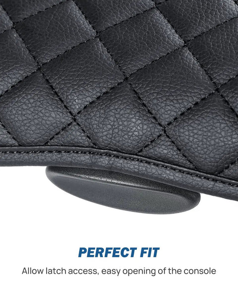Close-up of Center Console Cover For Ram 2002 To 2012 1500 2500 3500 Jump Seat Console Leather Armrest Cover With Two Handy Pockets