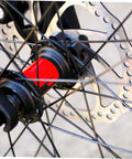 Close-up of Heavy Duty Mechanical Disc Brake Set For Mountain Bike Front And Rear with 160mm rotor and aluminum hub.
