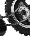 Close-up of 10 Inch Motor Drive Air Wheel Conversion Kit With 250W 24V Electric Cart Scooter Motor, chain and sprocket