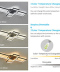 Black Modern Square LED Ceiling Light With Remote Dimmable 60W Built In Array showing color temperature control options.