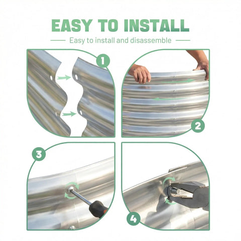 Installation steps for Oval Galvanized Raised Garden Bed Set 3 Pack 6x3x1ft Metal Garden Beds Planter Boxes Outdoor