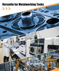 Machines and equipment used in metalworking tasks and automobile assembly line, highlighting versatility of tools.