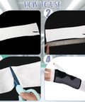 Elastic Arm And Wrist Stockinette Tubing For Pre Wrap Use, measurement and cutting steps, shown worn for protection