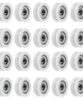 U608ZZ Nylon Pulley U Groove Ball Bearing 8x30x10mm Shielded Wheel, durable nylon races, shown in multiple angles on white background.