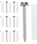 Heavy Duty TV Mounting Hardware Kit With Plastic And Steel Wall Anchors For Concrete And Drywall No Brainer Easy Install Screws Set For Quick Safe And Secure Wall Mount Kit For Flat Panels And Smart TVs, screws and anchors set