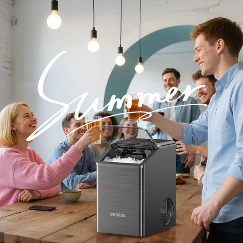 Group enjoys drinks around Chewable Nugget Ice Maker For Countertop Cranks Out 40 Lbs Per Day Of Soft Pellet Ice In 10 Minutes Self Cleaning Sonic Ice Machine