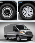 Ford Transit Hubcap Wheel Covers 16 Inch Silver Replacement Set Of 4 For 2015 To 2026 Transit 150 250 350 350HD ABS Direct Fit