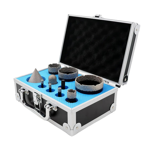 Diamond Tile Hole Saw Kit 10 Pack Pro Grade Core Drill Bits Set For Porcelain Ceramic Tile Marble Granite with carrying case