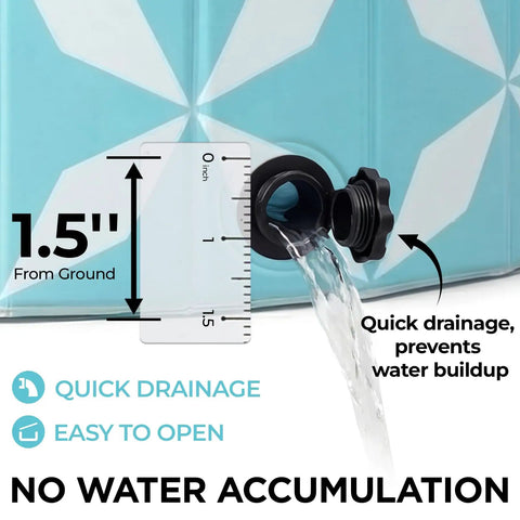 Close-up of drain valve on Heavy Duty Foldable Dog Pool For Large Dogs With 0.5mm PVC, Non Slip Bottom, showing quick drainage feature.