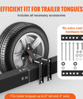 Image of Spare Tire Carrier For Trailers With 160 Lb Capacity Universal Mount Fits 4x4 To 8x6.5 showing installation on trailer tongue.