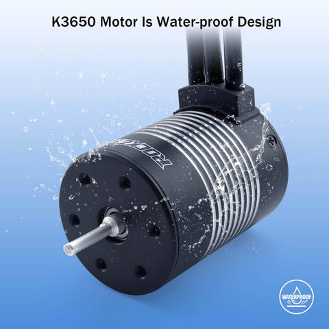 3650 Brushless Motor 2300KV High Speed Waterproof Beefy Torque for 1 to 10 Scale RC Cars with visible shaft and waterproof design