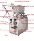 Heavy Duty Stainless Steel Automatic Liquids Filling And Sealer With Horizontal Mixing Hopper Slick No Hassle Bag Forming for sauces and oils.