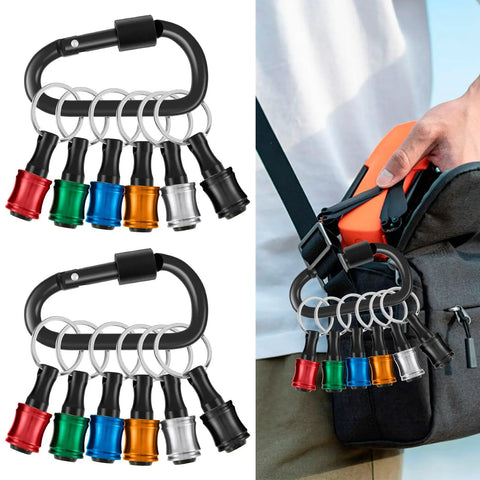 18Pcs One Quarter Inch Hex Shank Drill Bit Holder With Quick Change, aluminum alloy, multicolor keychain attached to bag