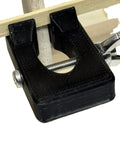 5 Piece Hull Planking Clamps For Wooden Model Ship Kit, black clamp holding wooden plank, showing wingnut tightening