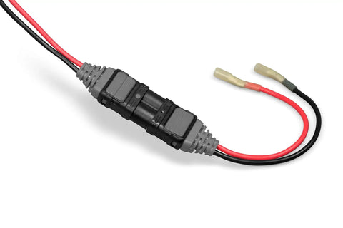 Camco Outdoors Line Hauler Electric Winch With 110 Lb Lift Capacity And Corrosion Resistant Powder Coated Aluminum Frame power connection with red and black wires.
