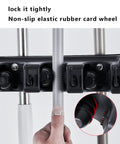 Close-up of Sturdy Stainless Steel Floor Standing Mop Holder And Broom Rack showing locking mechanism with rubber card wheel
