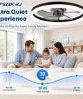 Smooth Breeze 20 Inch Ceiling Fan With Light And Remote Low Profile Flush Mount Dimmable Fandelier in a cozy living room setting.