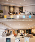 Interior with selectable color temperature LED lights, showcasing Six Pack 6 Inch Retrofit Led Recessed Downlights Offering Five Cct Options.