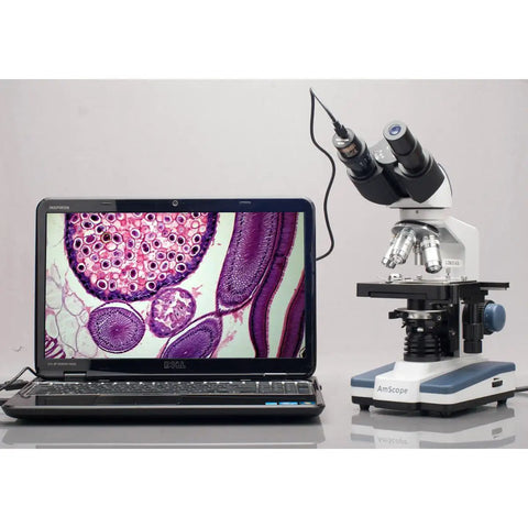 2.0MP Digital Microscope Camera For Still And Video Imaging With Editing And Measuring Software on microscope with laptop