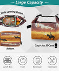 Desert Cowboy Ride Lunch Bag Insulated Tote For Women And Men High Capacity 9.4 x 6.7 x 9.8 Inches Leakproof Reusable Meal Cooler