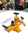 Workhorse Heavy Duty Tire Bead Breaker Kit With 70 MPa Hydraulic Foot Pump And 10000 PSI Capacity 10 Ton Bead Breaker Tool With Air Hose For Farm Equipment Tractors Buses Lawn Mowers And ATVs, yellow steel tool with adapters