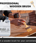 Using Straight Up Pure Tung Oil 32 Oz Bulk Bundle With Professional Brush on wooden surface for a food safe finish.