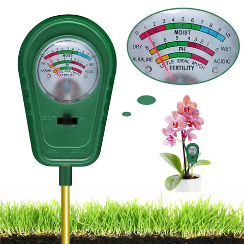 3-In-1 Soil Test Kit With Moisture, PH, And Fertility Meter for garden and lawn care, indoor plants hygrometer in use