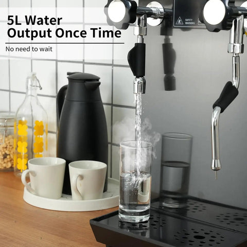 Barista Grade Four In One Commercial Milk Frother 2500W 110V with water dispensing feature in use at home cafe setup