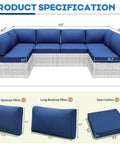 Outdoor Replacement Cushions for Patio Furniture 14 Piece Deep Blue Sofa Cushion Set Water Resistant for Rattan Wicker Sectional Sun Ready