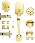 Easy Install Handleset With Tulip Knob For Front Door Single Cylinder Polished Brass Universal Handling Fits Most Doors