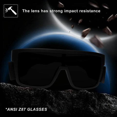 Snag Up Ridiculously Light TR90 Side Shield Sunglasses Built Tough For Big Wide Heads With Classic Matte Black Design And Genuine UV400 All Day Sunblock Coating