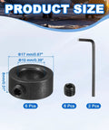 Heavy Duty 10 mm Bore Shaft Collar 17 mm OD 8 mm Thick Carbon Steel Wheel Stopper With Set Screw And 2 Hex Wrenches Black Pack Of 6 For Machine Tools And Conveyors, shown with dimensions