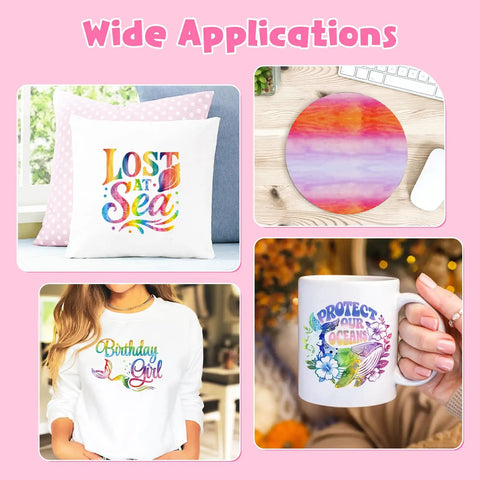 Rainbow Watercolor Sublimation Transfer Paper Kit With 12 Sheets 12x10 Inches Gradient Color Transfer Sheets for DIY applications