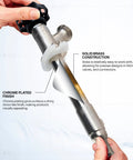 10 Inch Frost Free Sillcock Outdoor Faucet With Chrome Plated Brass Body Half Inch PEX Inlet To Three Quarter Inch Male Hose Thread Outlet Lead Free Built For Year Round Use And No Freeze Drama In Your Yard held in hands