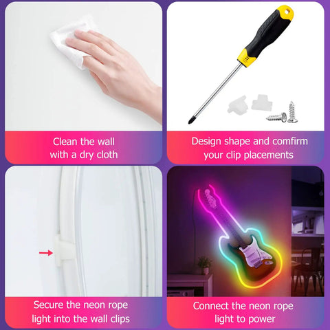 Installation steps for WiFi RGB Rope Lights With Music Sync Waterproof Flexible Dimmable Smart LED Strip For Bedroom And Outdoor Decor
