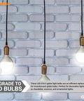 Hanging G16.5 Globe LED Bulbs 7W 60W Equivalent Dimmable E12 Candelabra Frosted against brick wall
