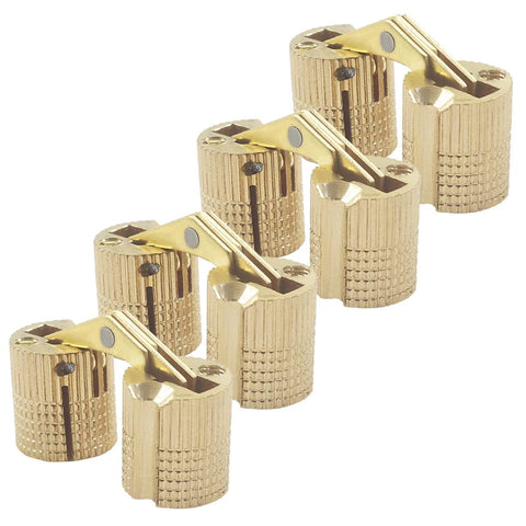 4 Pcs 12mm Invisible Brass Barrel Hinges With 180 Degree Opening Concealed Hidden Cabinet Hardware Durable Solid Brass Construction For DIY Jewelry Boxes And Hand Craft Projects Ideal For Cabinet Making And Jewelry Box Craft