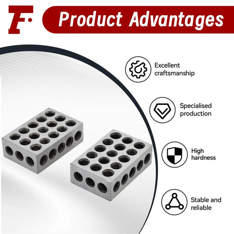 1 X 2 X 3 Inch Hardened Steel Machinist Blocks Matched Pair With 23 Holes Precision Ground On All Sides For Accurate Squareness Beefy Milling Setup Blocks Built Tough For Reliable Long Lasting Accuracy, pair with holes