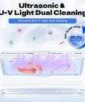Hella Fresh Ultrasonic Jewelry Cleaner With Smooth 50 Khz Uv Tech 24 Oz Stainless Tank Digital Timer Gives Tight Results For Rings Glasses Watches Dentures Daily with UV cleaning.