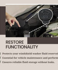 OEM Replacement Windshield Washer Fluid Cap Direct Fit For 12767700 13227300 19172571 Easy Install Fits Chevrolet Cadillac GMC Models 2010 To 2021 No Leak Secure Seal No Fuss Replacement shown installed in engine bay, finger pointing towards it.