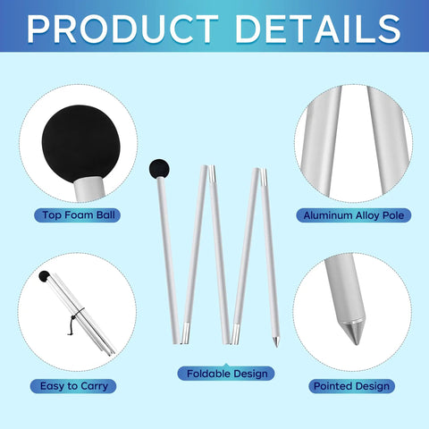 Replacement Tent Poles For Canopy And Beach Shade 6.5 Foot Aluminum Poles Set features with foam ball top and pointed design.