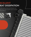 Straight Swap Direct Fit Engine Coolant Radiator Assembly For Tesla Model S 2012 Through 2015 Battery Electric showing heat dissipation features.