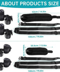 Product dimensions of 4-Piece Medical Restraint System For Senior Care, Black Ankle And Wrist Straps With Hospital Bed Safety Straps.