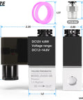 12V 1/4 Inch NPT Electric Solenoid Air Valve, 2 Way Normally Closed, dimension details, Model 2V025-08, pneumatic system component