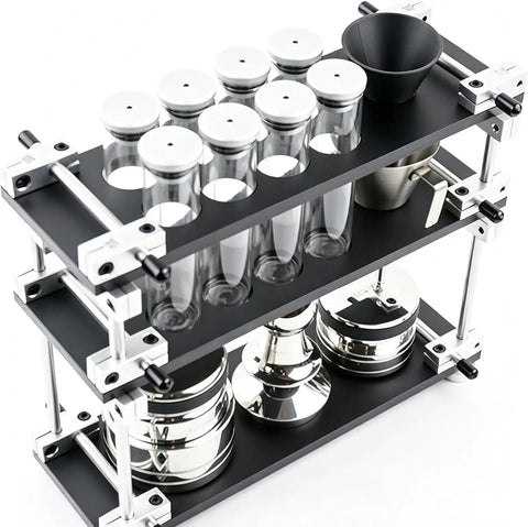 Keep Your Morning Brew On Lock With This Sleek Single Dose Coffee Bean Storage Rack Featuring Eight Smooth Glass Jars Precision Dosing Funnels And True One Way Seals For Every Chill Home Brewer.