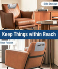 Ergonomic Neck Pillow For Recliners And Couches, Memory Foam Headrest Cushion That Hang Over Back Of Patio Arm Chair, Comfy Napping Support, Side Storage Pocket, Gray And White shown on brown leather chair.