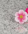 Gray Granite Contact Paper Peel And Stick 36x197 Inch Waterproof Self Adhesive Vinyl Wrap with pink flowers on surface