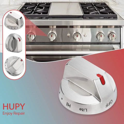DG64-00473A Stove Knobs Replacement For Samsung Gas Range with Stainless Steel Protection Ring, Close-up on Gas Range